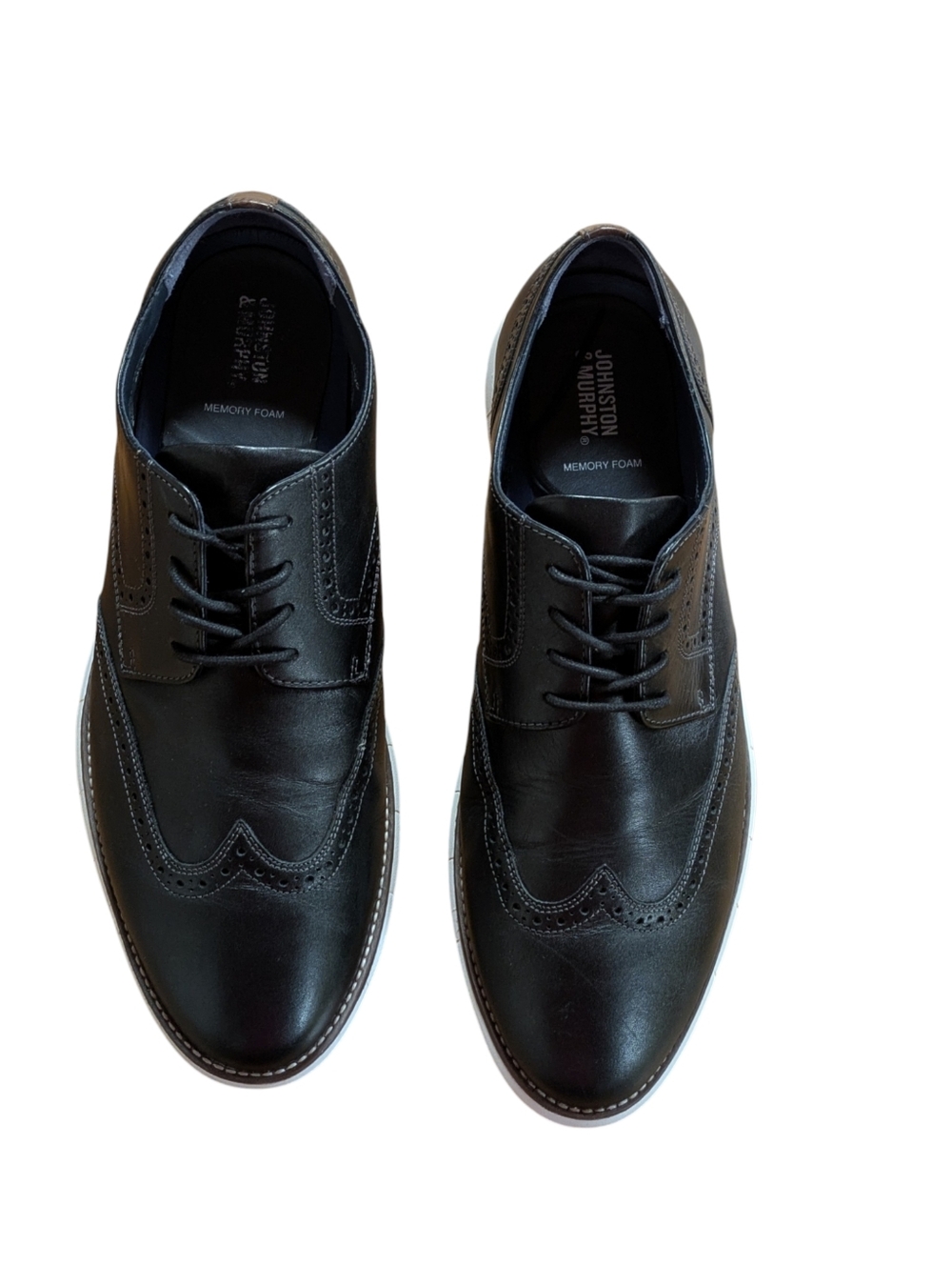 Johnston & Murphy Holden Wingtip Black Leather Ultralight Dress Shoes Size 11 - Picture 3 of 11
